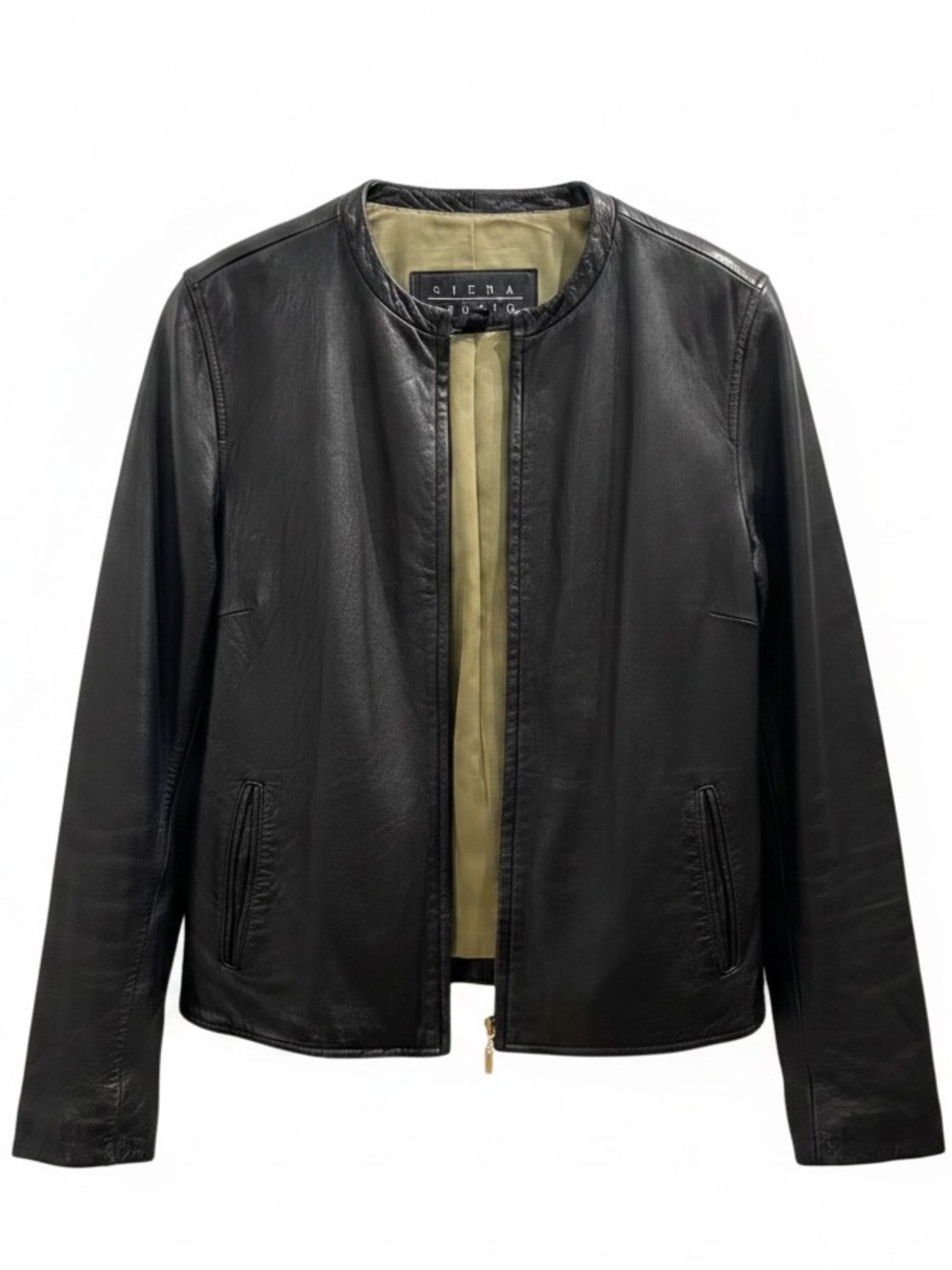Siena Studio Black Leather Jacket with Yellow Lining
